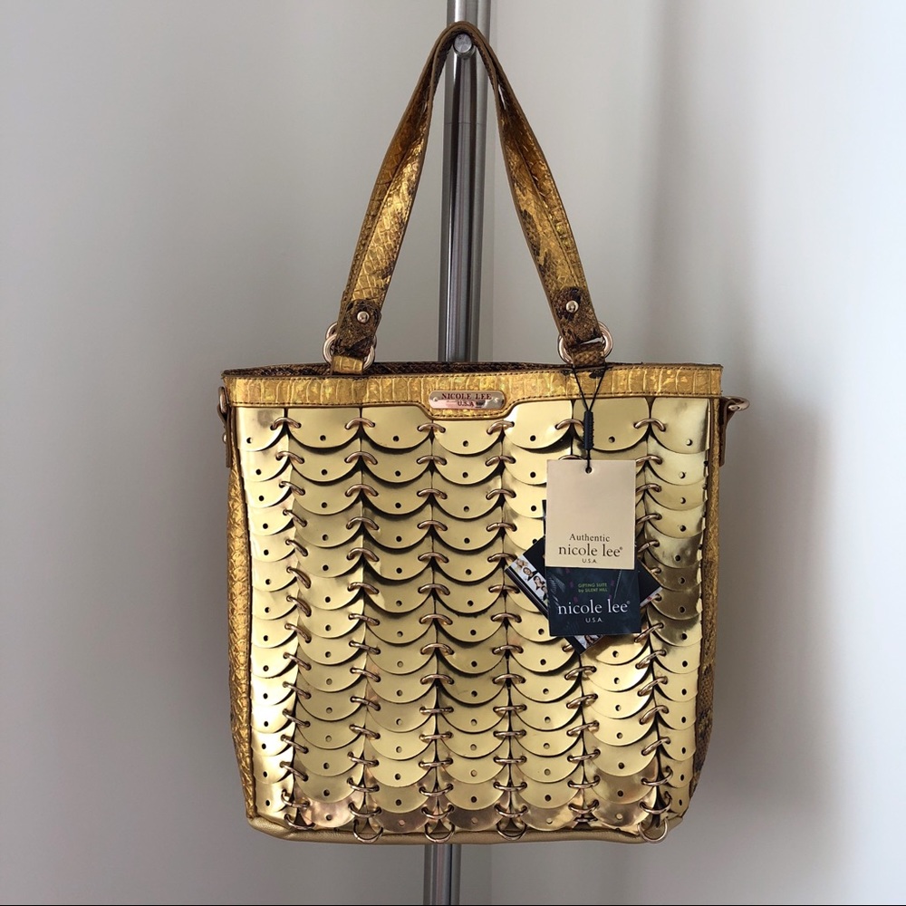 Nicole Lee Grechen Circular Chained Tote Bag, Gold